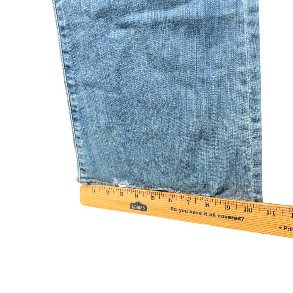 Flying Monkey Y2K Flare Jeans Womens 28 Blue High Rise Distressed Raw Hem Boho - Picture 7 of 11